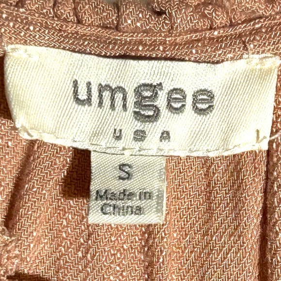 New Umgee Womens Linen Blend Half Sleeve Boho Flowy Ruffle Dusty Rose Top Small - Picture 5 of 6